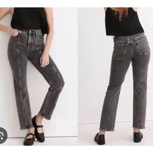 Madewell the perfect vintage straight leg seam front greywash jeans 28